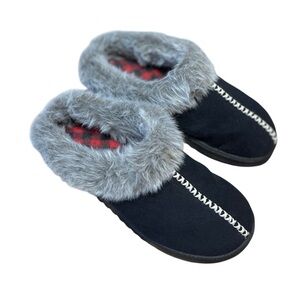 Cabernet Women Faux Fur Mule Slippers Black Size L 9 - 10 Cozy Comfy Winter Warm